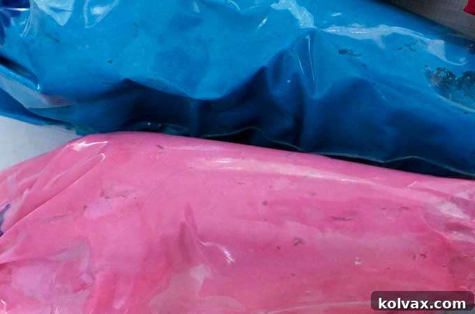 Buttercream Frosting in Anna's Signature Pink and Blue Colors