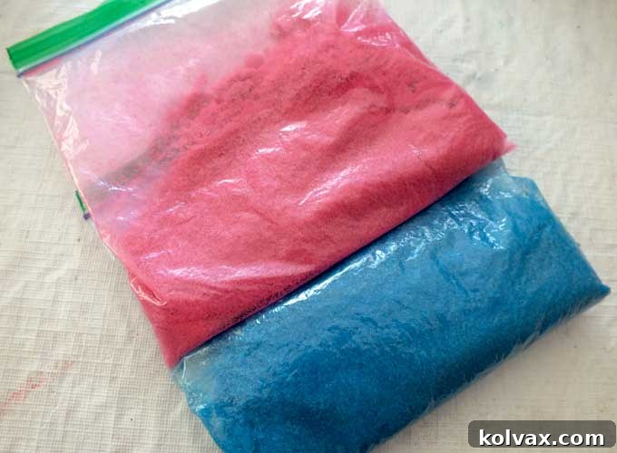 Beautifully Colored Sugar in Blue and Pink, Ready for Sparkling