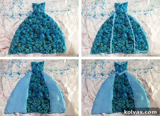 Decorating the Elsa Dress Rice KrispieTreats