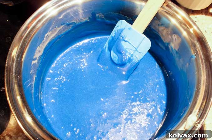 Blue marshmallow mixture for the Anna's Dress Rice Krispie Treats