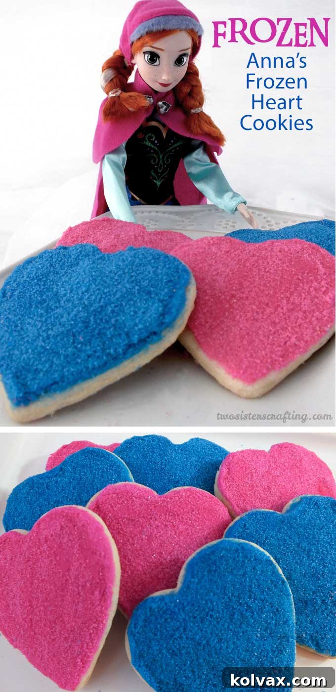 Anna's Frozen Heart Sugar Cookies for a delightful Frozen party dessert table