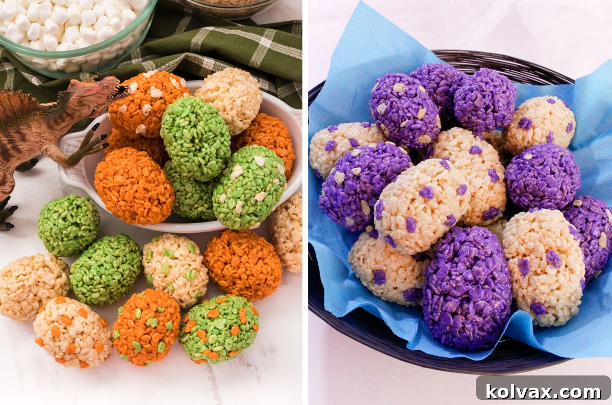 Collage image showing how you can make the Dinosaur Eggs in any color combination.