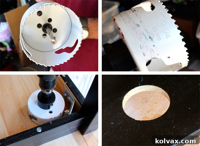 Drilling holes for cup caddies in the Ikea Sundvik Table Top