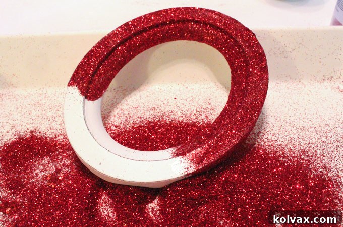 Shimmering Photo Keepsake Ornaments 4 How to Glitter the Mini Frames