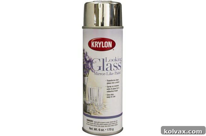 Krylon Looking Glass Spray Paint can, essential for mercury glass effect