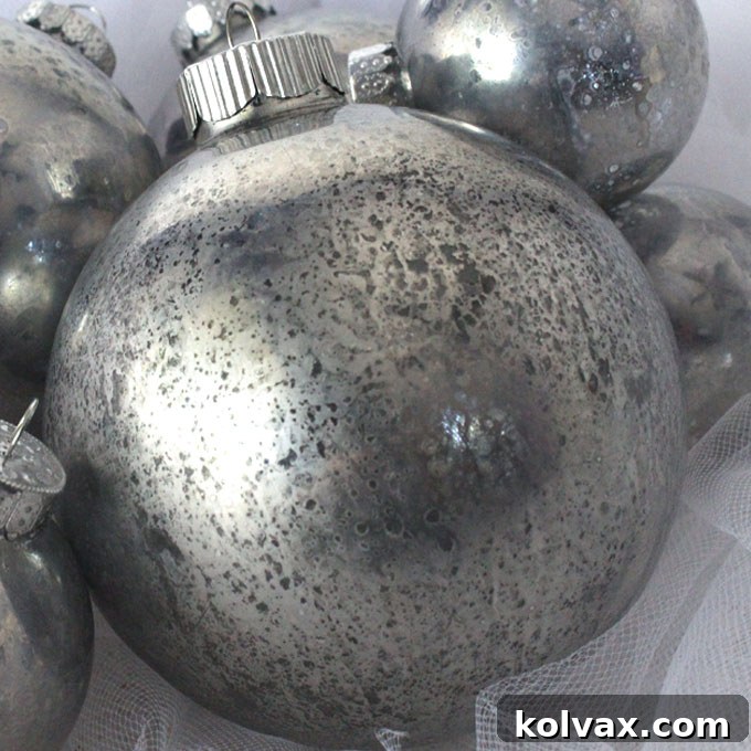 A selection of completed Mercury Glass Christmas Tree Ornaments in various sizes