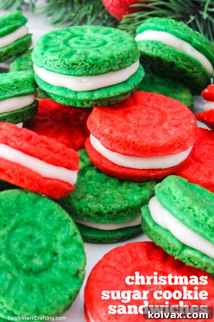 Pinnable image for Christmas Sugar Cookie Sandwiches