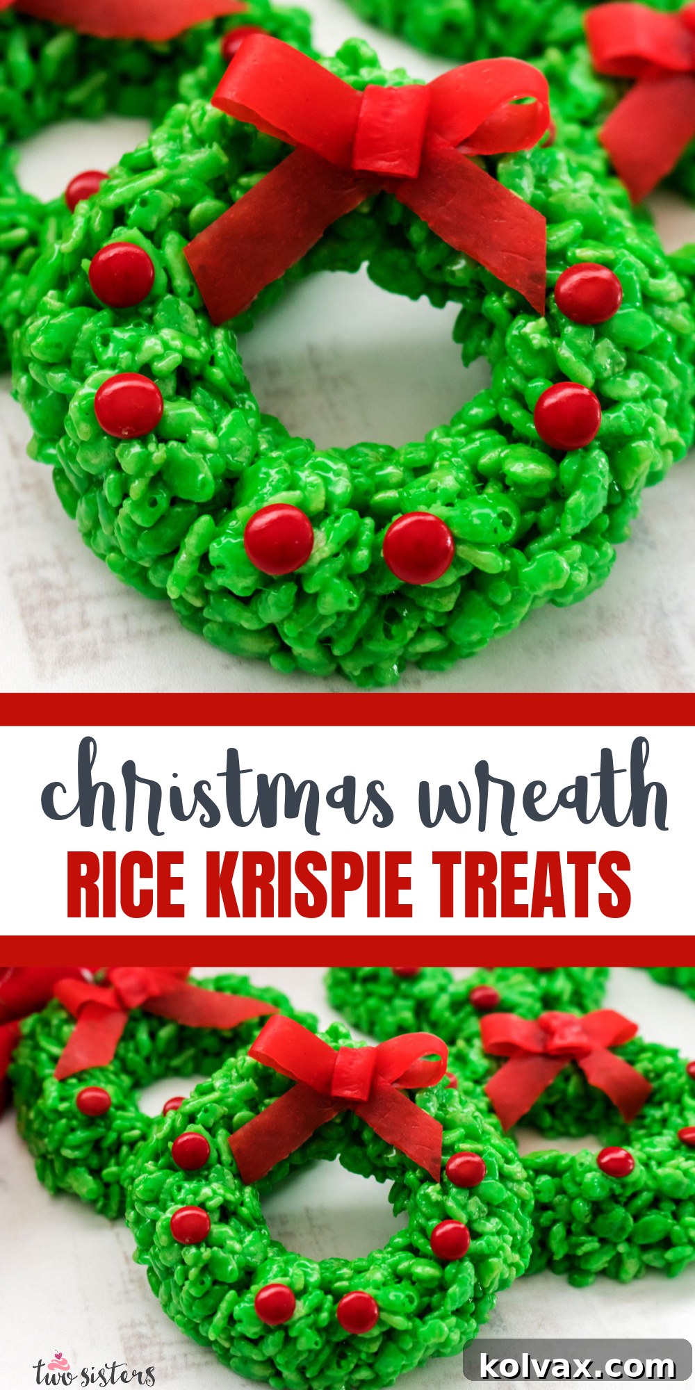 Pinnable image for Christmas Wreath Rice Krispie Treats