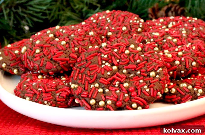Irresistible Christmas Sprinkles Chocolate Cookies, a festive twist on classic chocolate crinkle cookies, perfect for holiday baking and family gatherings. Easy to make and beautifully delicious!