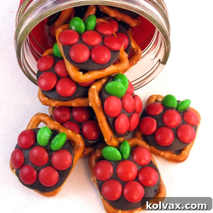 Delicious and adorable Apple Pretzel Bites, a sweet and salty homemade treat for your teacher gift basket.