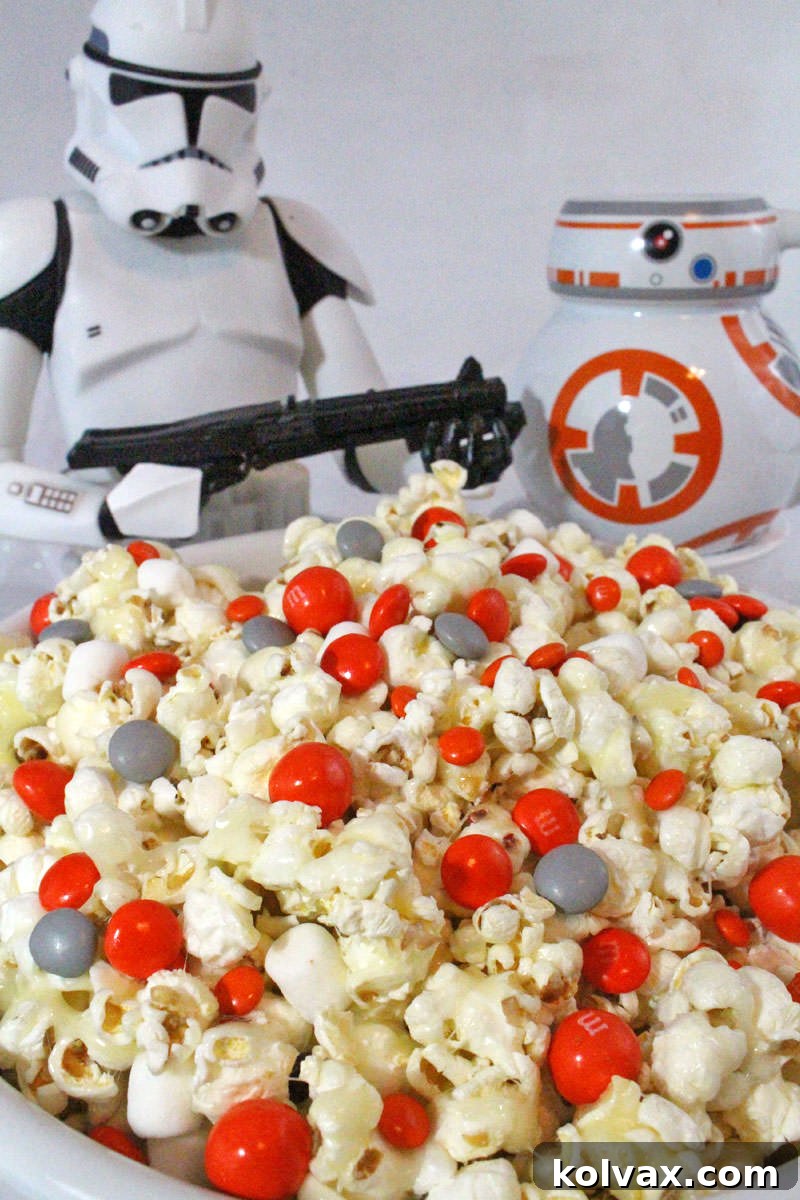 Platter of homemade Star Wars BB-8 Popcorn clusters