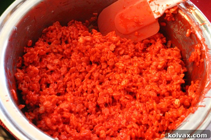 Red Rice Krispie Treats mixture