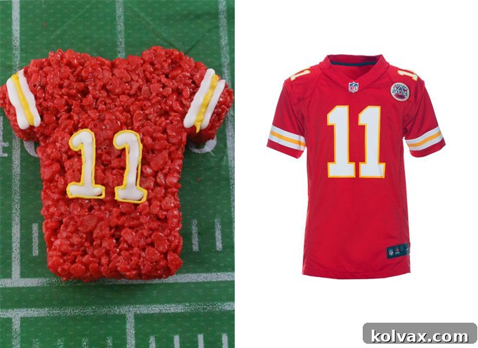 Kansas City Chiefs Rice Krispie Treat vs. an actual Kansas City Chiefs Jersey