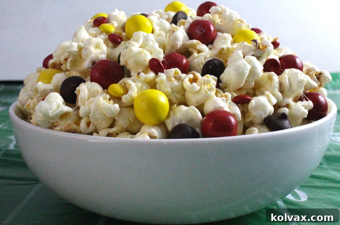 A bowl of delicious Kansas City Chiefs Popcorn, ready to be enjoyed.