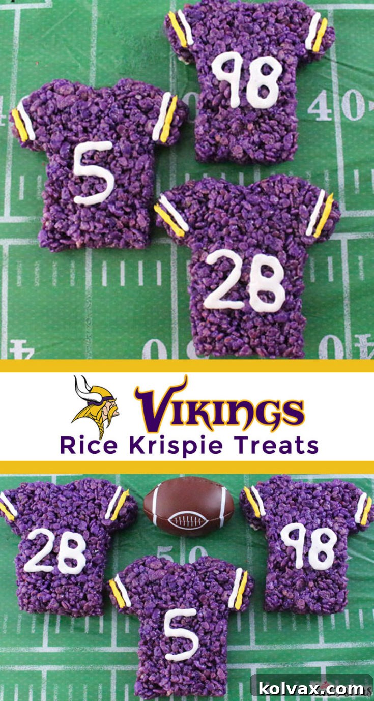 Pinnable image for Minnesota Vikings Rice Krispie Treats