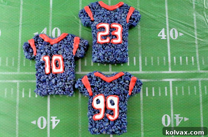 Houston Texans Rice Krispie Treats Team Jerseys on a serving platter, perfect for a game day.