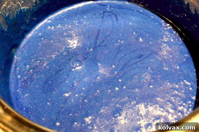 Marshmallow mixture tinted Houston Texans blue, showing the perfect color for the team jerseys.