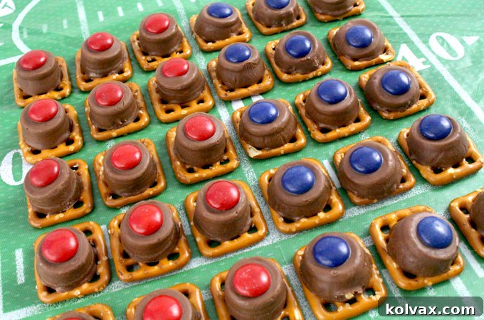 Close-up of Houston Texans Pretzel Bites, showcasing team colors