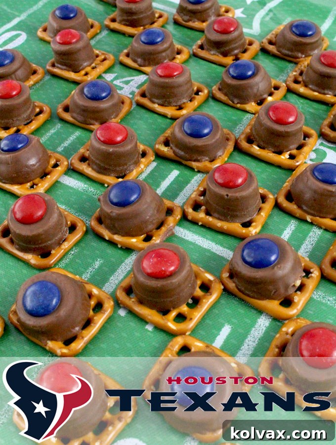 Large display of Houston Texans Pretzel Bites for an impressive party spread