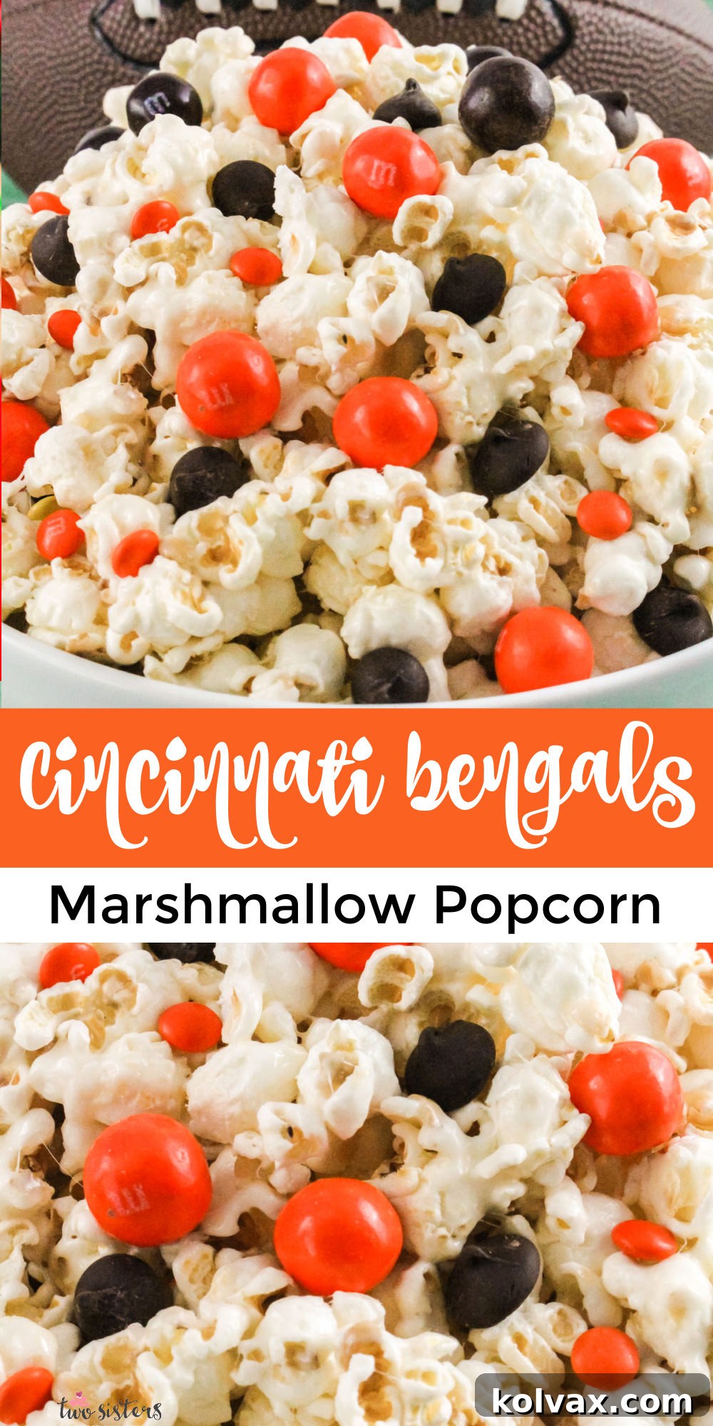 Cincinnati Bengals Popcorn with orange and black candies, a perfect game day snack.