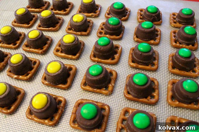 Adding Green and Yellow M&Ms to Green Bay Packers Pretzel Bites