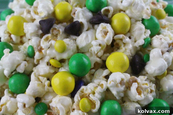 Green Bay Packers Popcorn spread on a tray, adorned with green and yellow candies
