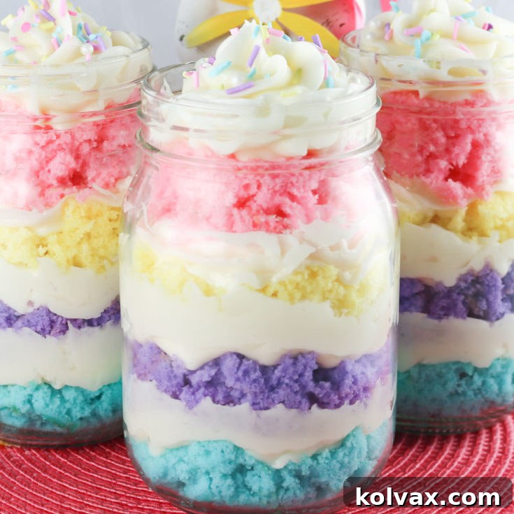 Springtime Cupcake in a Jar - detailed view of the layered dessert