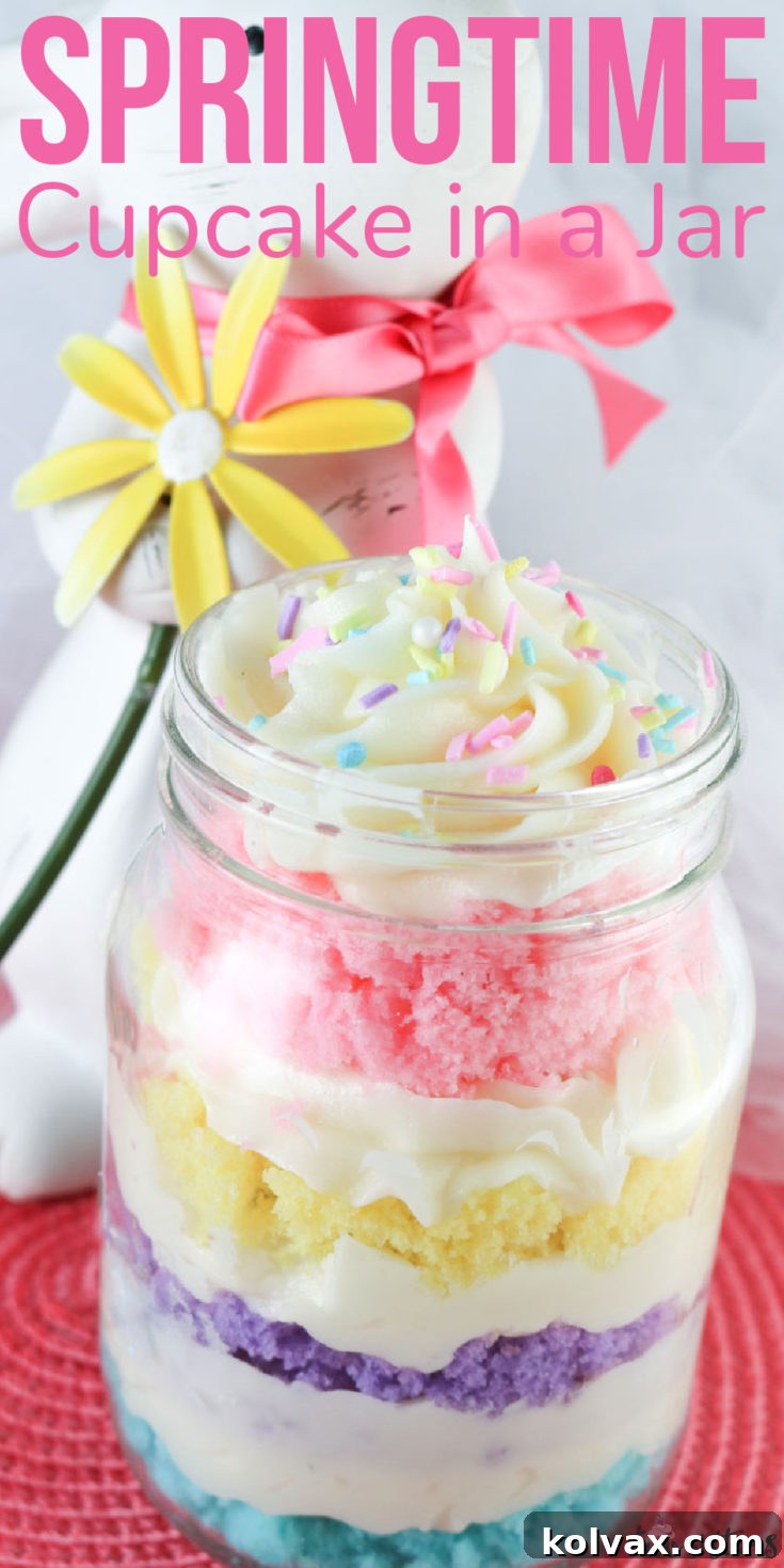 Springtime Cupcake in a Jar - pin to Pinterest