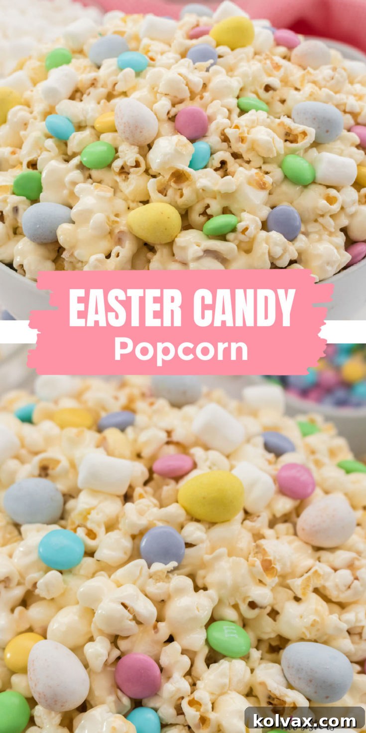 Easter Candy Popcorn pinnable image